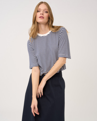 Blusa Manga Curta Crepe Marine